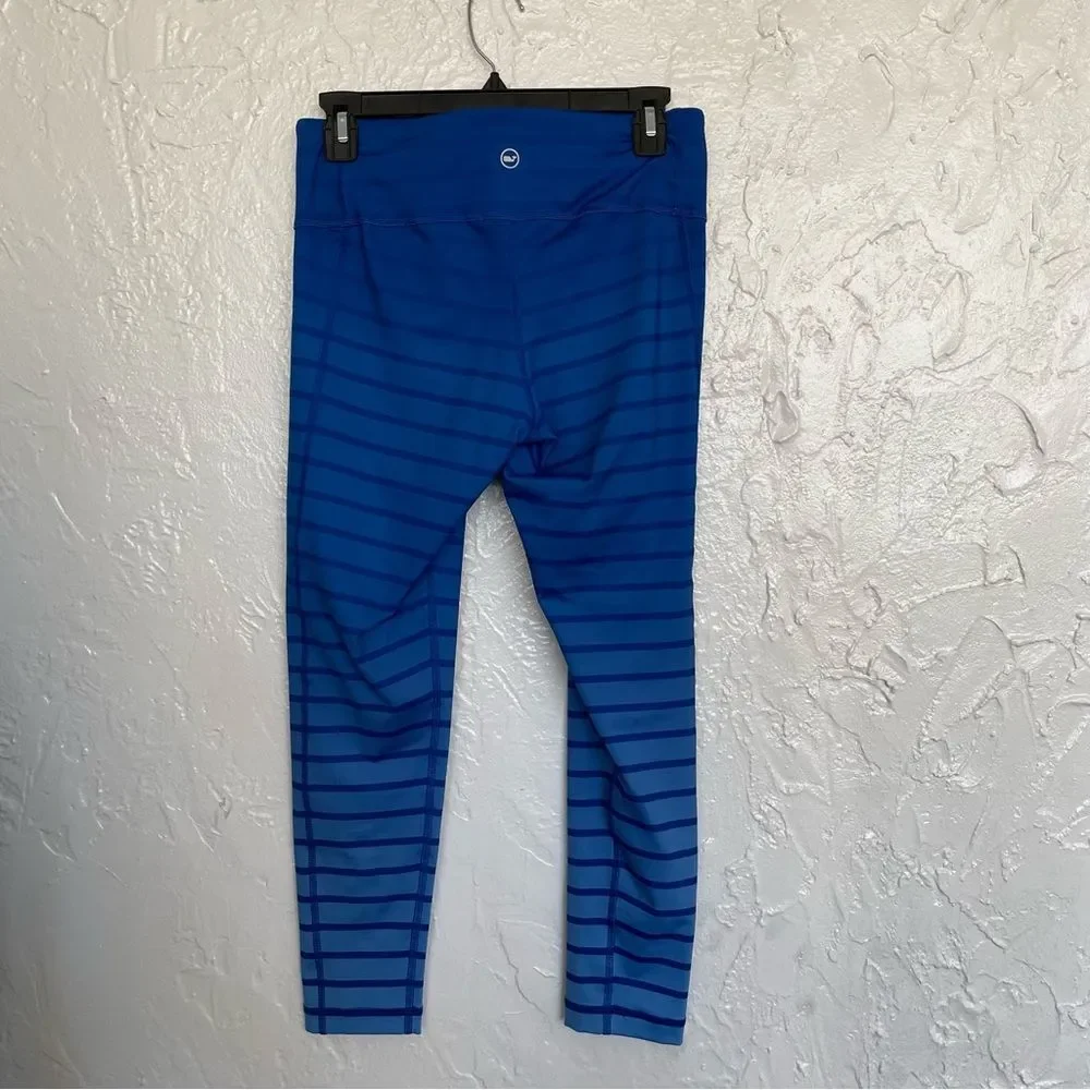 Vineyard Vines Dip Dye Ombre Striped Performance Leggings Royal Ocean Blue - Picture 4 of 4